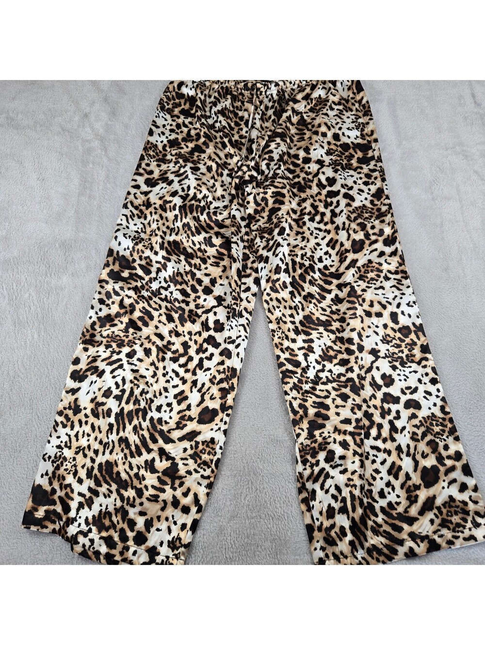 Cato Womens Wide Leg Pants Size Large Leopard Animal Print Pull On Palazzo